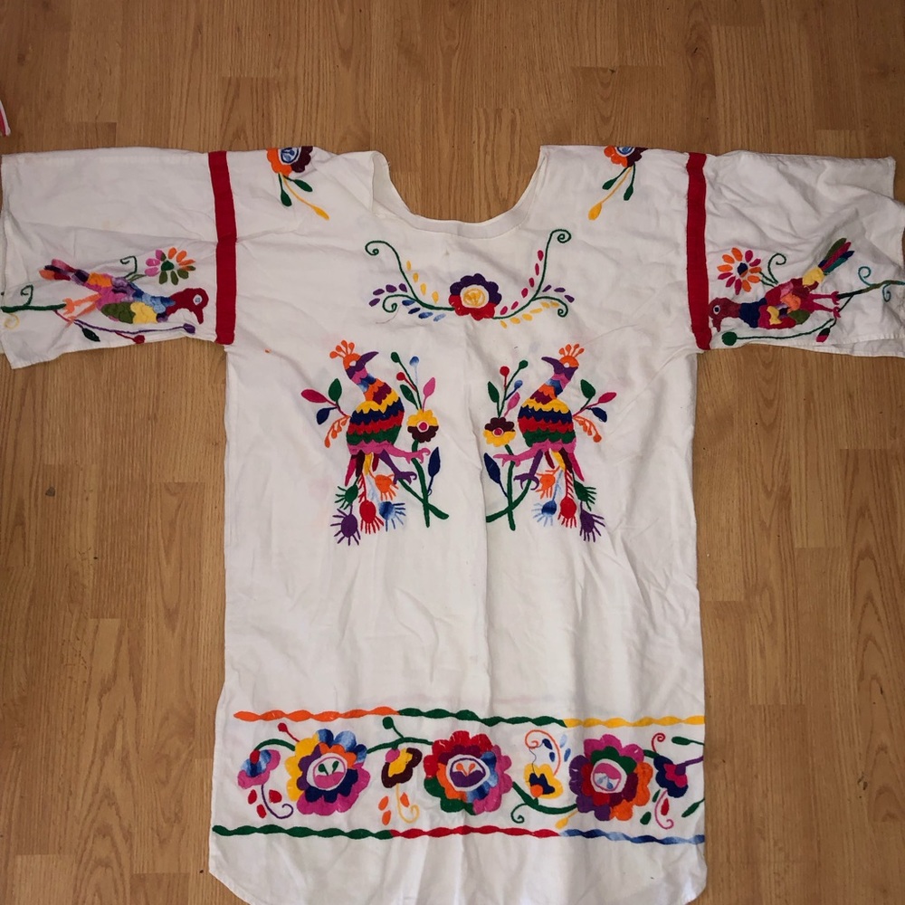 Bohemian Need-point Cotton Beach Dress Pullover, colorful Peacocks